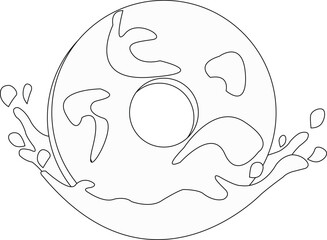 donut line with black and white color for coloring and drawing