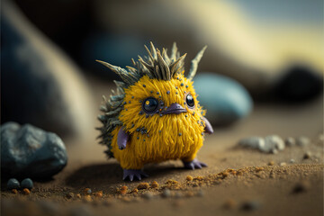 Yellow minion - Mini creatures series - Miniature Yellow creature background wallpaper created with Generative AI technology