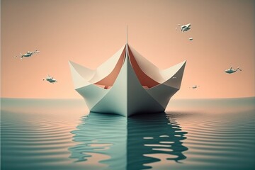 barco de papel simétrico