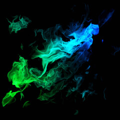Green nebula smoke. Abstract fog 3d rendering