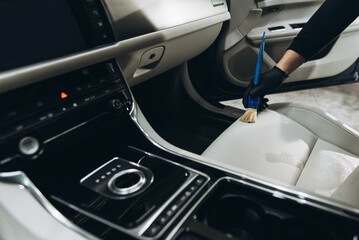 Fototapeta premium Professional dry cleaning of the car interior