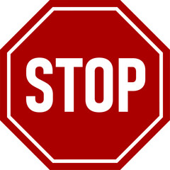 Stop Red Warning Sign Icon with an Octagonal Shape. Vector Image.