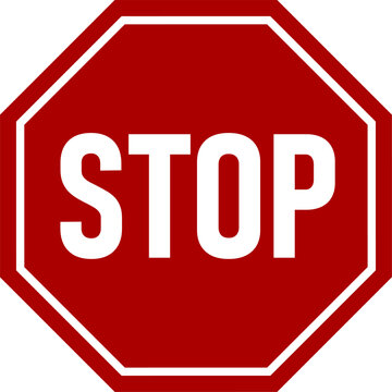 Stop Red Warning Sign Icon With An Octagonal Shape. Vector Image.