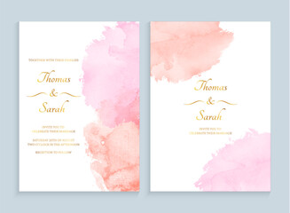 Watercolor wedding invitation card template in pastel color