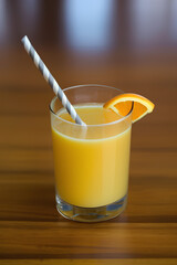 Glass of Orange Juice with Straw