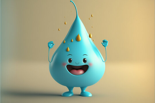 gota de &aacute;gua feliz caricatura ilustra&ccedil;&atilde;o fofa 