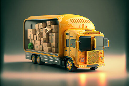 transporte de encomendas ecomerce, caminhão de entregas 