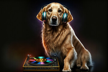 golden retriever festival da musica ilustração cachorro dj festival de musica 