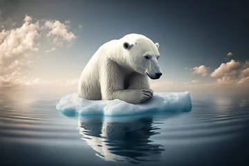 Foto op Canvas urso polar isolado em bloco de gero, descongelamento das geleiras problema ambiental  © Alexandre