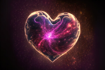 Cosmos Heart planet Background Valentines Day Generative AI