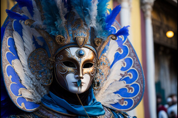 Fototapeta na wymiar carnival party with beautiful masks, Generative AI