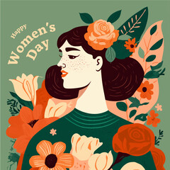 Beautiful girls in vector watercolor style for women's day on March 8