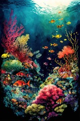 Obraz na płótnie Canvas Underwater Scene with fish