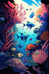 Obraz na płótnie Canvas Underwater Scene with fish