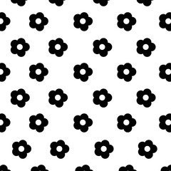 Seamless monochrome  flower pattern background.
