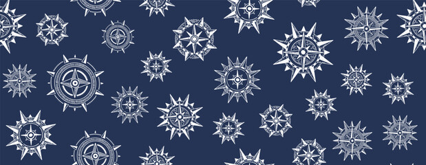 Compass Wind rose, pattern, hand drawn Illustration.
