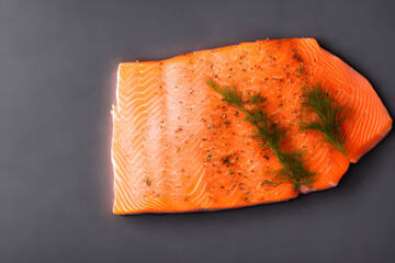 Realistic illustration of salmon fillet, using Generative AI