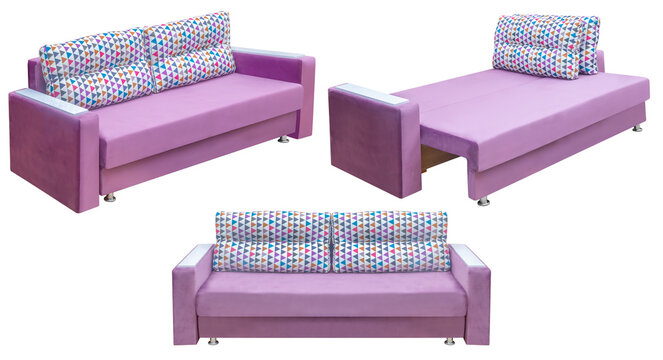 Folding sofa. Isolated from the background. In different angles. Interior element