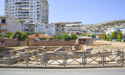 Ruins of a 5th century synagogue in Saranda, Albania