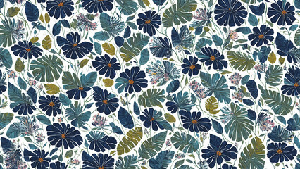 seamless pattern, abstract floral background. created using generative ai technology