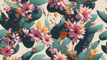 seamless pattern, abstract floral background. created using generative ai technology