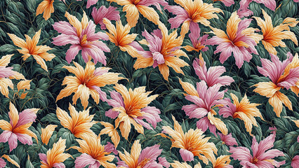 seamless pattern, abstract floral background. created using generative ai technology