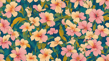 seamless pattern, abstract floral background. created using generative ai technology