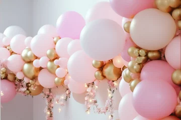 Fotobehang pink and pastel party balloons   © Basil
