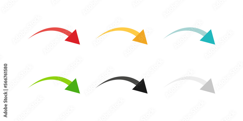 Wall mural arrow icon set. colored arrow symbols. arrow of different types. arrow isolated vector graphic eleme