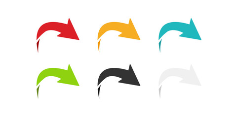 Arrow icon set. Colored arrow symbols. Arrow of different types. Arrow isolated vector graphic elements.