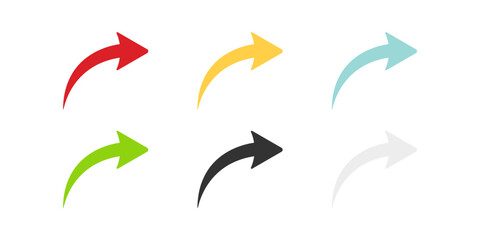 Arrow icon set. Colored arrow symbols. Arrow of different types. Arrow isolated vector graphic elements.