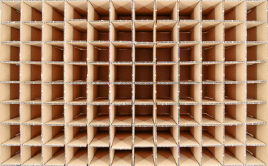 Cardboard packaging. Cellular structure made of cardboard. Interesting pattern and background.