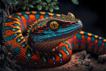 Snake with rough skin and bright colors