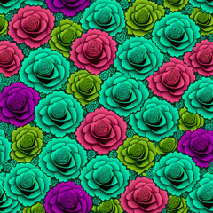 colorful rose pattern, seamless pattern