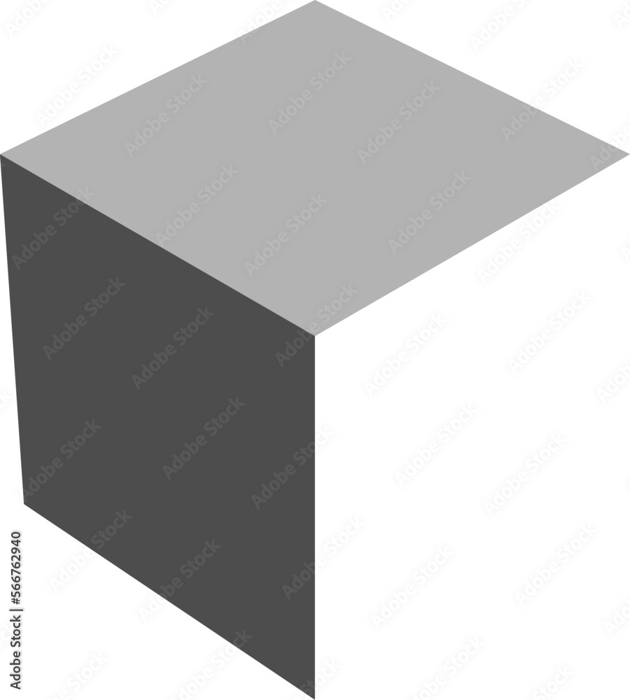 Poster simple illuminated shaded monochrome white gray cube icon in 3d style perspective view. vector image