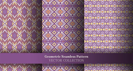 Arabesque geometry argyle seamless pattern bundle. Navajo motif ethnic patterns. Argyle ikat geometric vector endless texture set. Cover background prints.