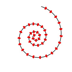 Red hearts radiation with black lines vector illustration