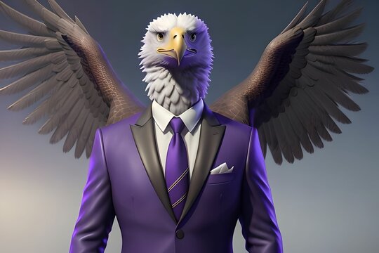 Portrait of a bald eagle in a business suit, made with generative ai