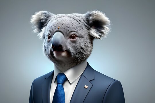 Portrait of a Koala in a business suit, made with generative ai