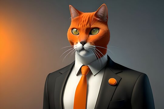 Portrait of a cat in a business suit, made with generative ai