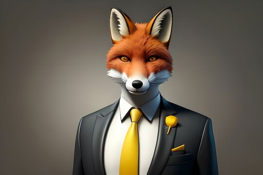 Portrait of a fox in a business suit, made with generative ai