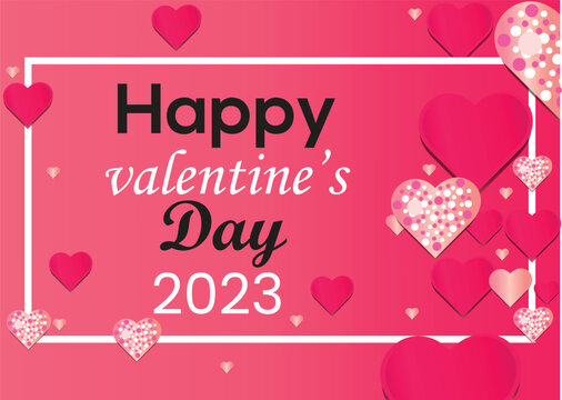 Valentines Background. Happy Valentine Day 2023 Messages and Wishes for dear ones. Red background with love line frame.