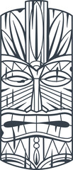 Hawaii wooden tiki mask for surfing bar. Traditional ethnic idol of hawaiian, maori or polynesian. Old tribal totem