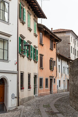 medieval city in Italy at sunny day