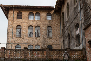 medieval city in Italy at sunny day