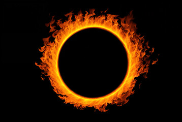 A blazing ring of fire with blank space inside. Generative Ai