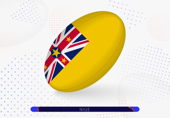 Rugby ball with the flag of Niue on it. Equipment for rugby team of Niue.
