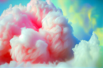 Sugar High: Colorful Pink Fluffy Cotton Candy Background with Sweet Abstract Blurred Dessert Texture