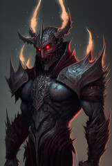 Demon knight, dark fantasy character, concept art illustration 