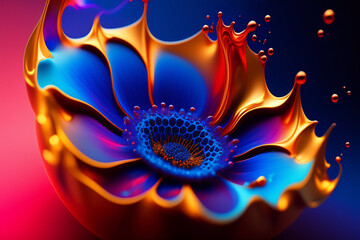 Digital art of sunflower, concept abstract fractal background design with AI generated